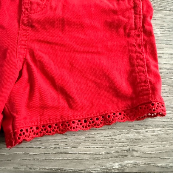 OshKosh B'gosh Red Girl Short Overalls size 2t - Picture 2 of 5